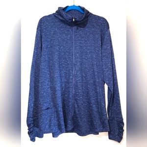 Columbia Blue Space-Dye Full-Zip Cowl Neck Sweater